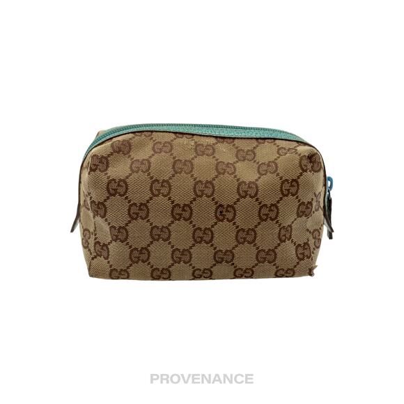 🔴 Gucci Zip Pouch - GG Canvas Turquoise - Picture 2 of 9